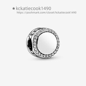 Pandora Engravable Sparkling Button Charm